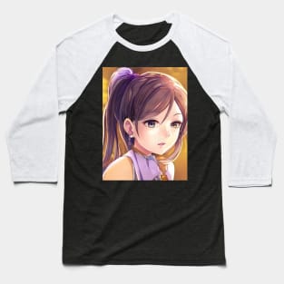 Beautiful brown hair anime school girl Baseball T-Shirt